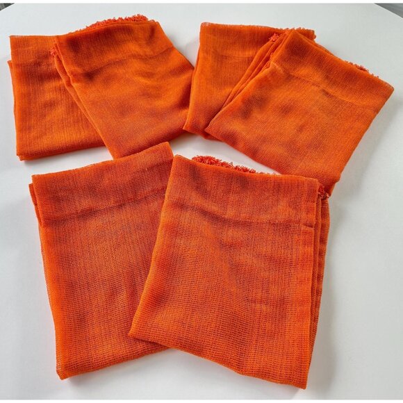 Vintage 70s cafe curtains, pumpkin orange, set of 2 panels and 1 valance - Picture 8 of 8